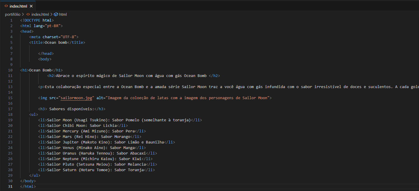 html do exercício proposto