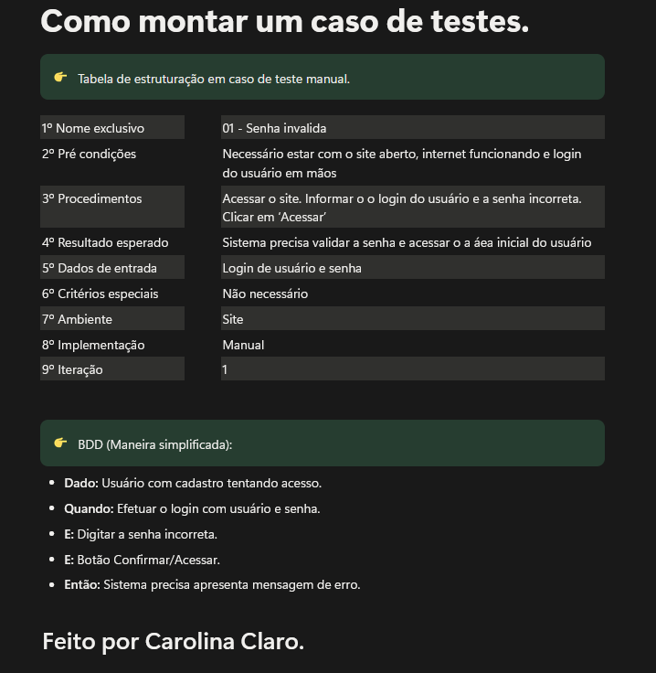 Caso de teste e BDD