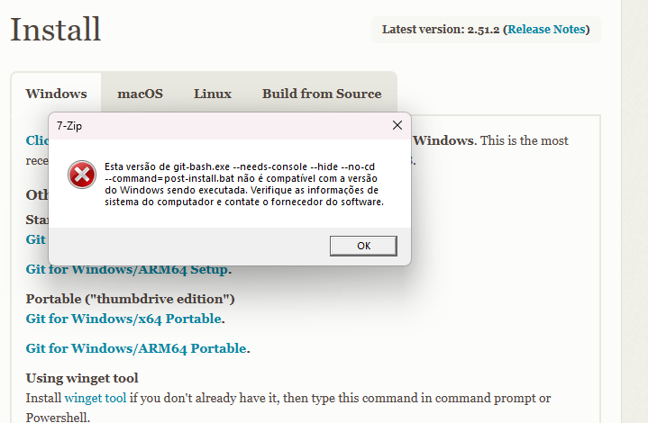 Estou tomando esse erro para instalar oque faço