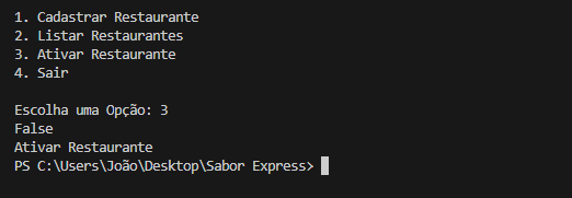 1. Cadastrar Restaurante 2. Listar Restaurante 3. Ativar Restaurante 4. Sair --- Escolha uma Opção: 3 --- False --- Ativar Restaurante