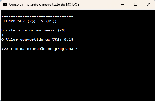 Terminal que exibe a resolução do exercício