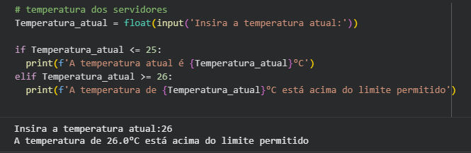 Codigo contendo a resolução do exercicio #temperatura dos servidores