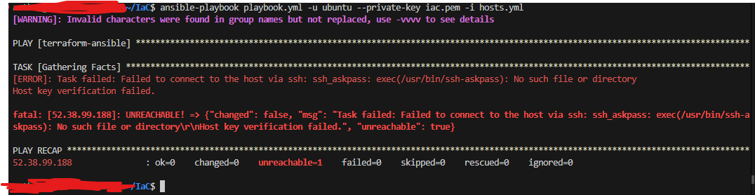 Ansible não consegue conectar a via ssh