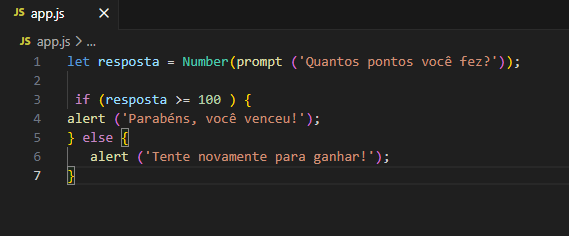 3 - Crie um sistema de pontuação para um jogo. Se a pontuação for maior ou igual a 100, mostre "Parabéns, você venceu!". Caso contrário, mostre "Tente novamente para ganhar.".