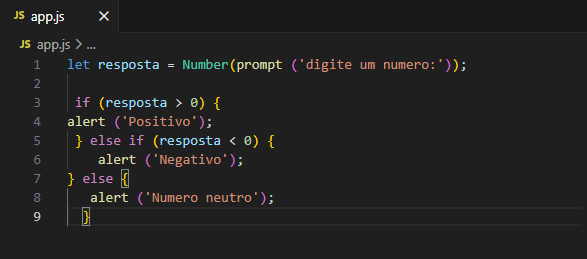2 - Verifique se um número digitado pelo usuário é positivo ou negativo. Mostre um alerta informando.