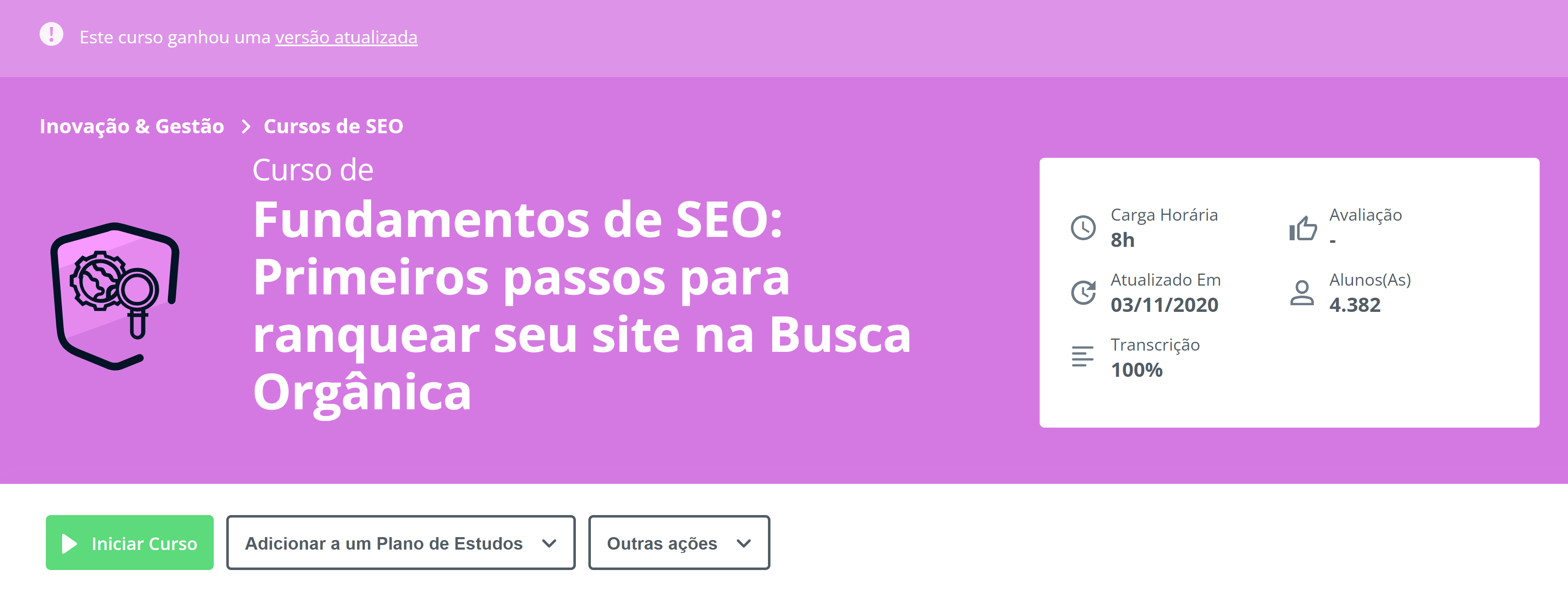 imagem do curso de seo com uma versão atualizada