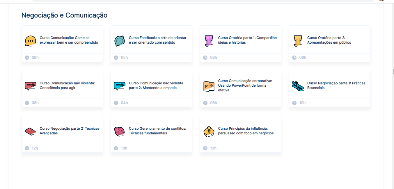 Cursos de Negociação e Comunicação