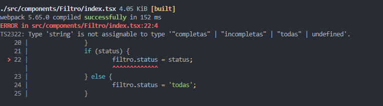 Type 'string' is not assignable to type '"completas" | "incompletas" | "todas" | undefined'.