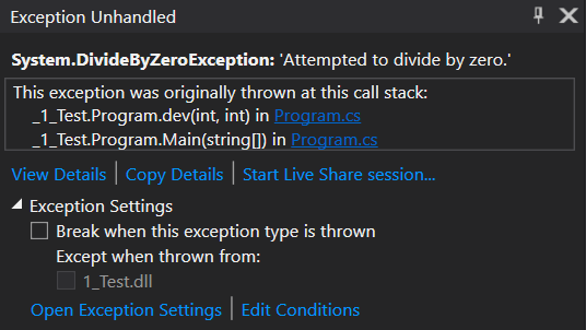 Exception Unhandled