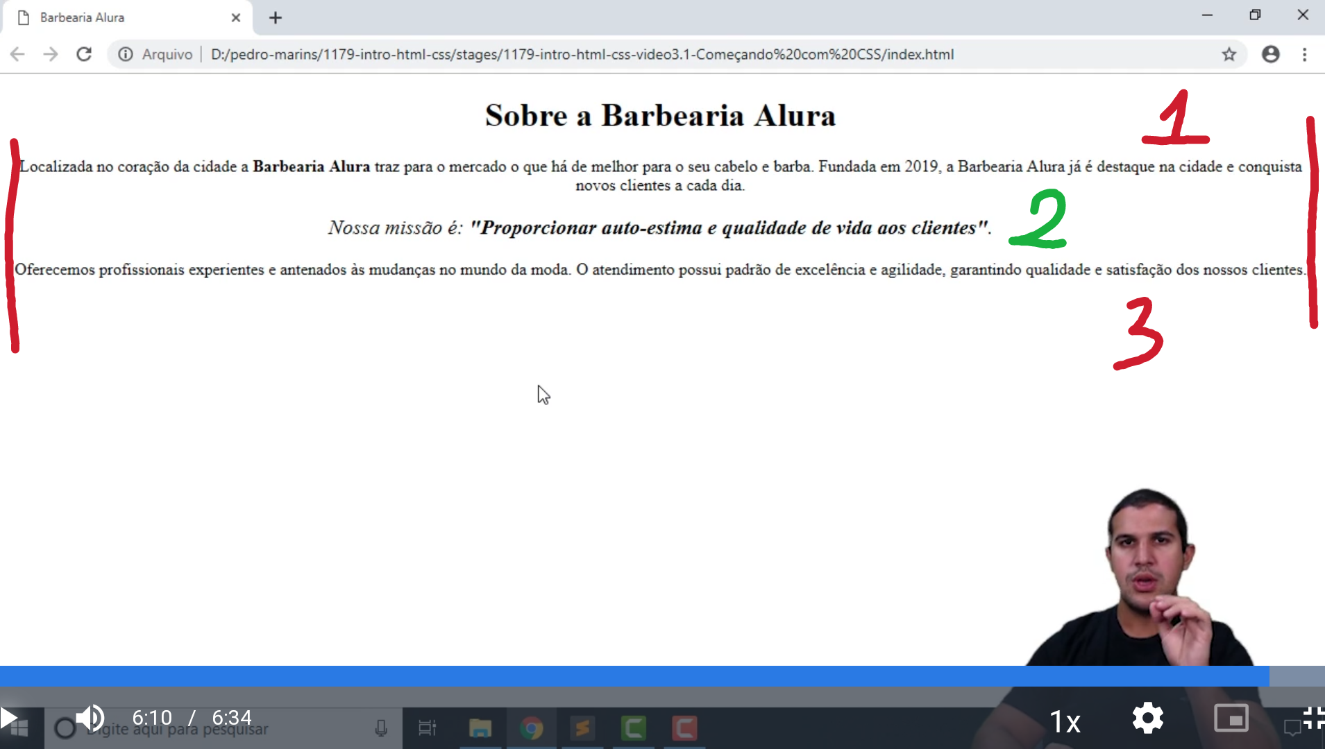 alinhamento de texto web