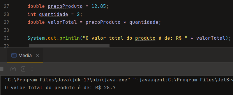 Código calculando valor total do produto com a sua quantidade