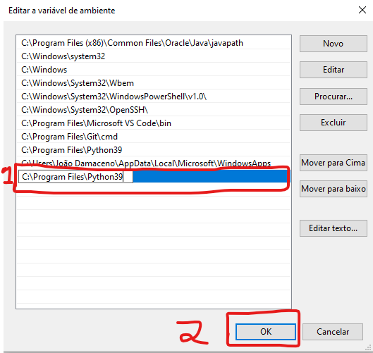 Colocando na variavel de ambiente os arquivos Python instalado na nossa maquina