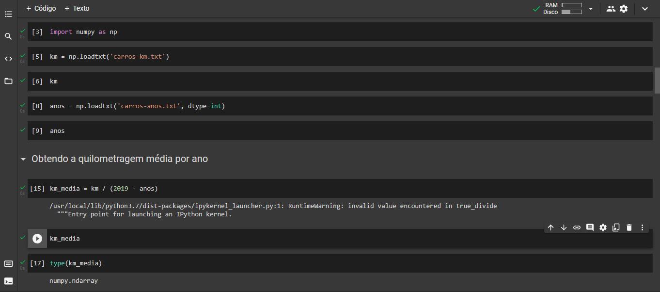 Trabalhando com arrays no Numpy