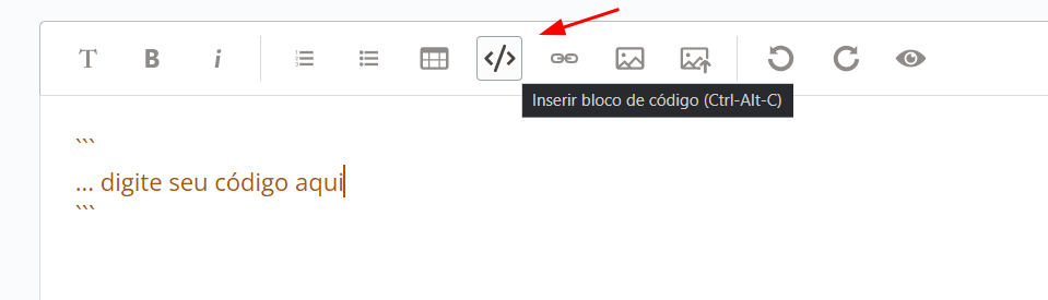 mensagem de Insira aqui seu código