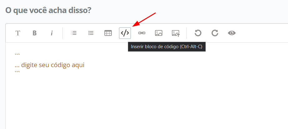 mensagem insira seu código