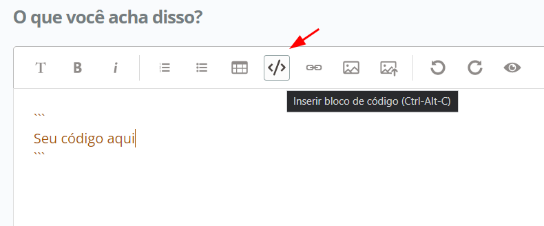 adicionando código no fórum