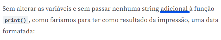 trecho do enunciado da atividade: "Imprimindo datas"