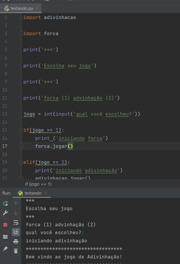 teste do modulo jogos chamando o jogo adivinhação