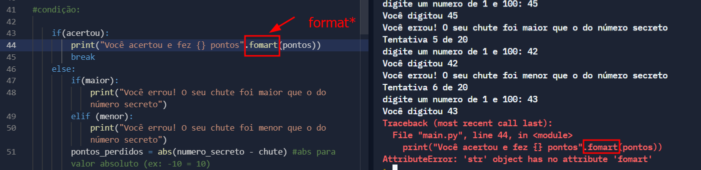 erro de digitação na formatação da string, está escrito fomart ao invés de format