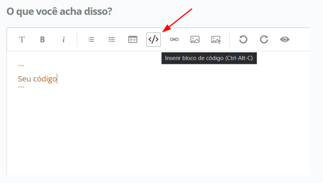 Inserindo código no forum