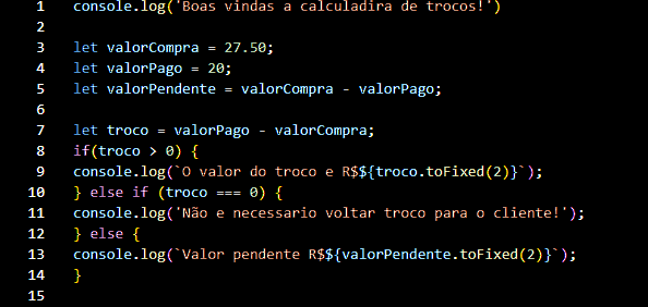Calculadora de troco