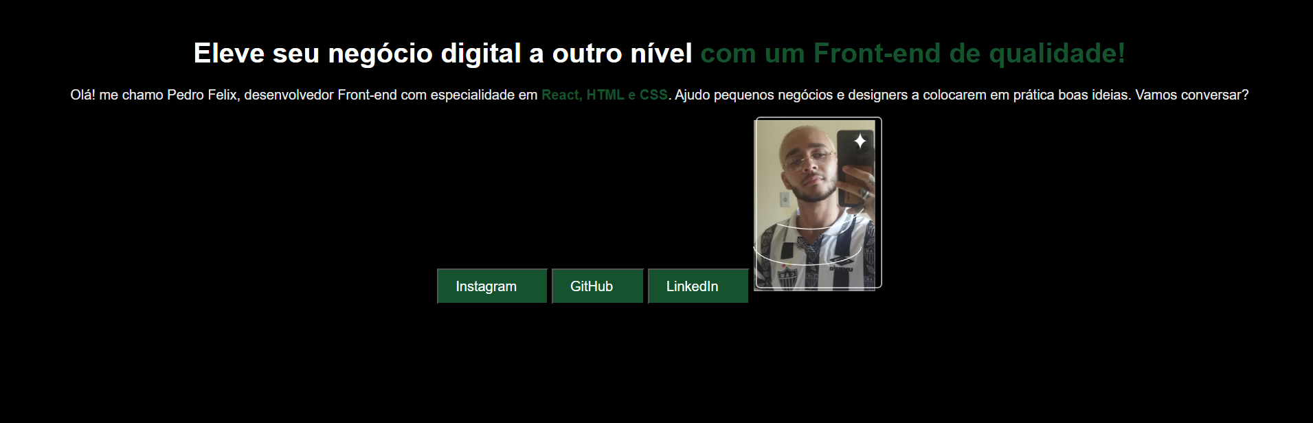 Assim ficou o resultado a partir do curso introdutório, melhorarei a partir do proximo curso sobre classes, posicionamento e flexbox.