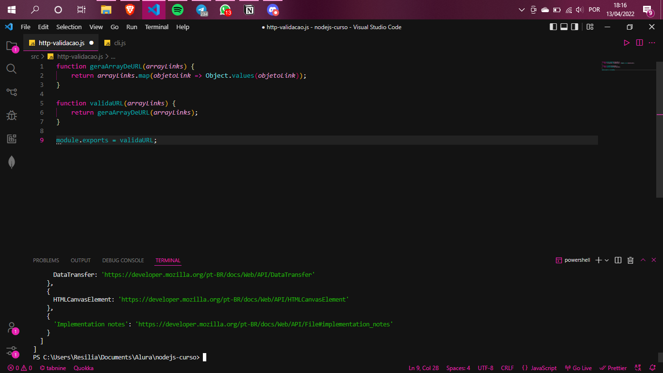 Print VSCode de HTTP validação