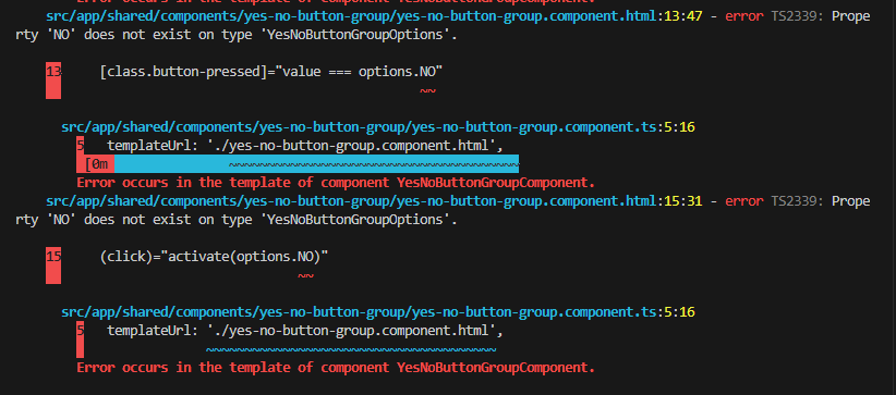 error TS2339: Property 'NO' does not exist on type 'YesNoButtonGroupOptions'.