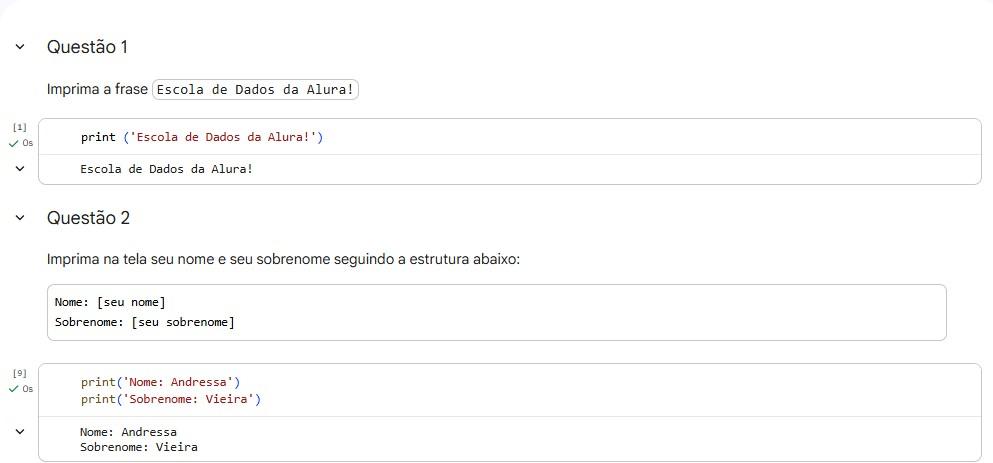 Questão 1 e 2 resolvidas no Notebook