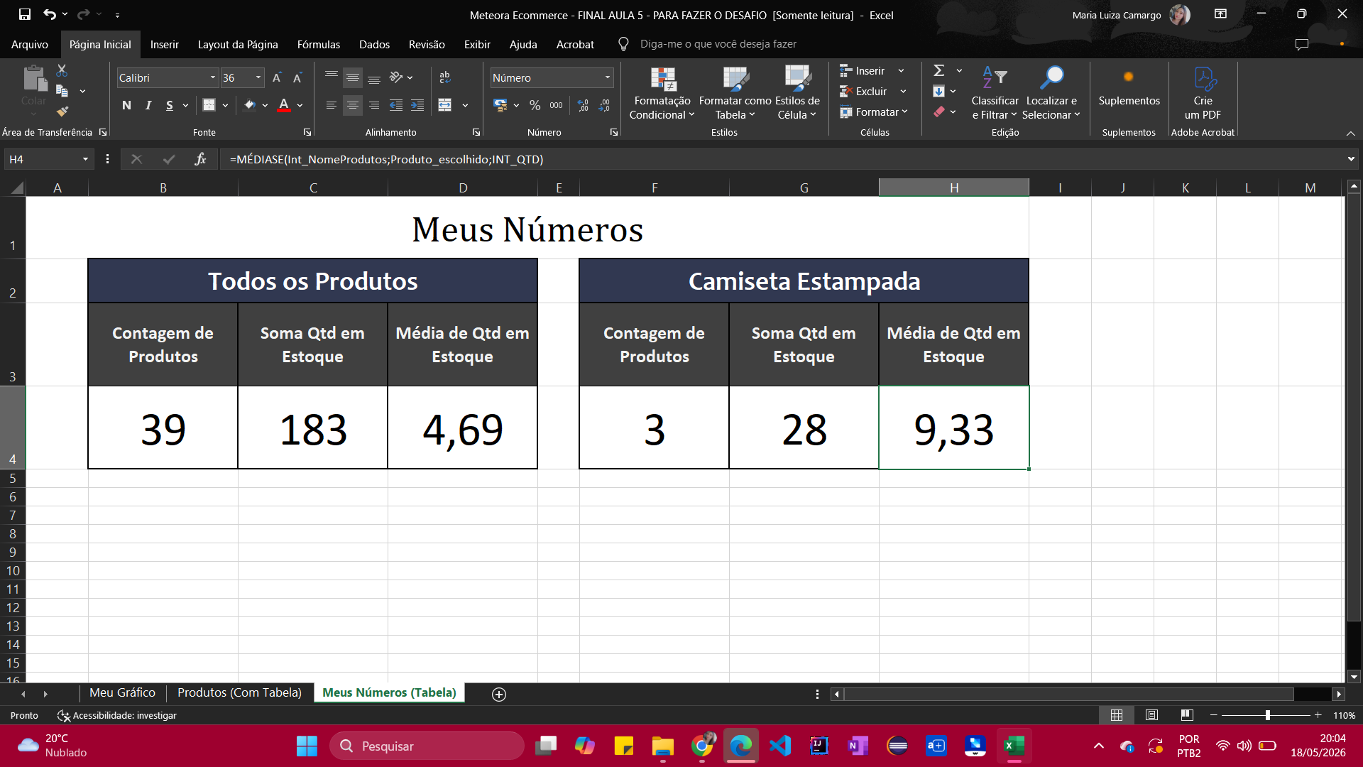 calculando medias e somas utilizando referências estruturadas