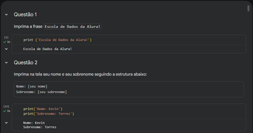 Questão 1 e 2