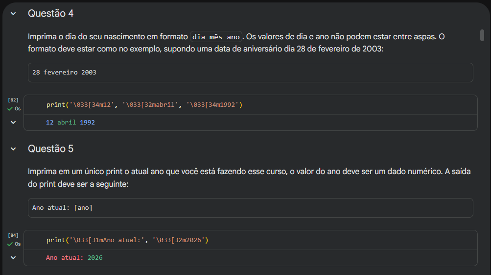 Questão 4 e 5