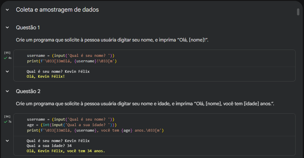 Questão 1 e 2