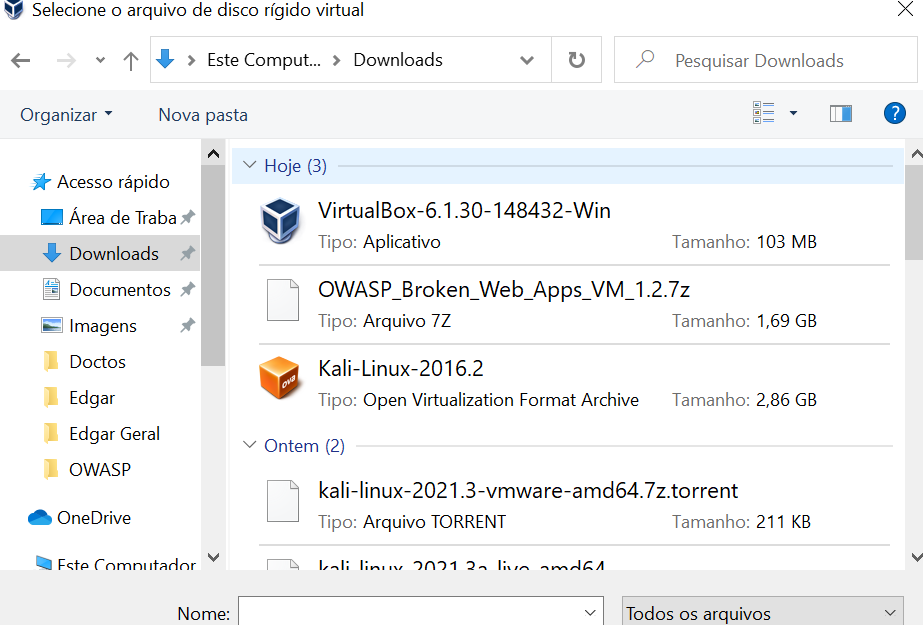 FAÇO O DOWNLOAD DO SERVIDOR WEB, MAS NA HORA DE CRIAR NO VIRTUAL.