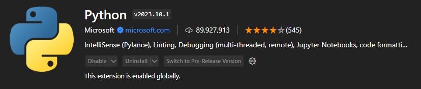 Extension Python v2023.10.1