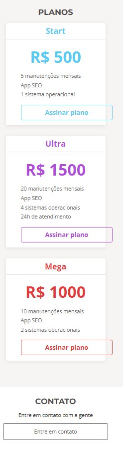 Botões dos Planos ficaram tortos