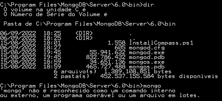 Prompt de Comando do MongoDB 6.0.1 Community