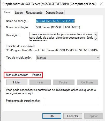 Serviço MS SQL Server 2019
