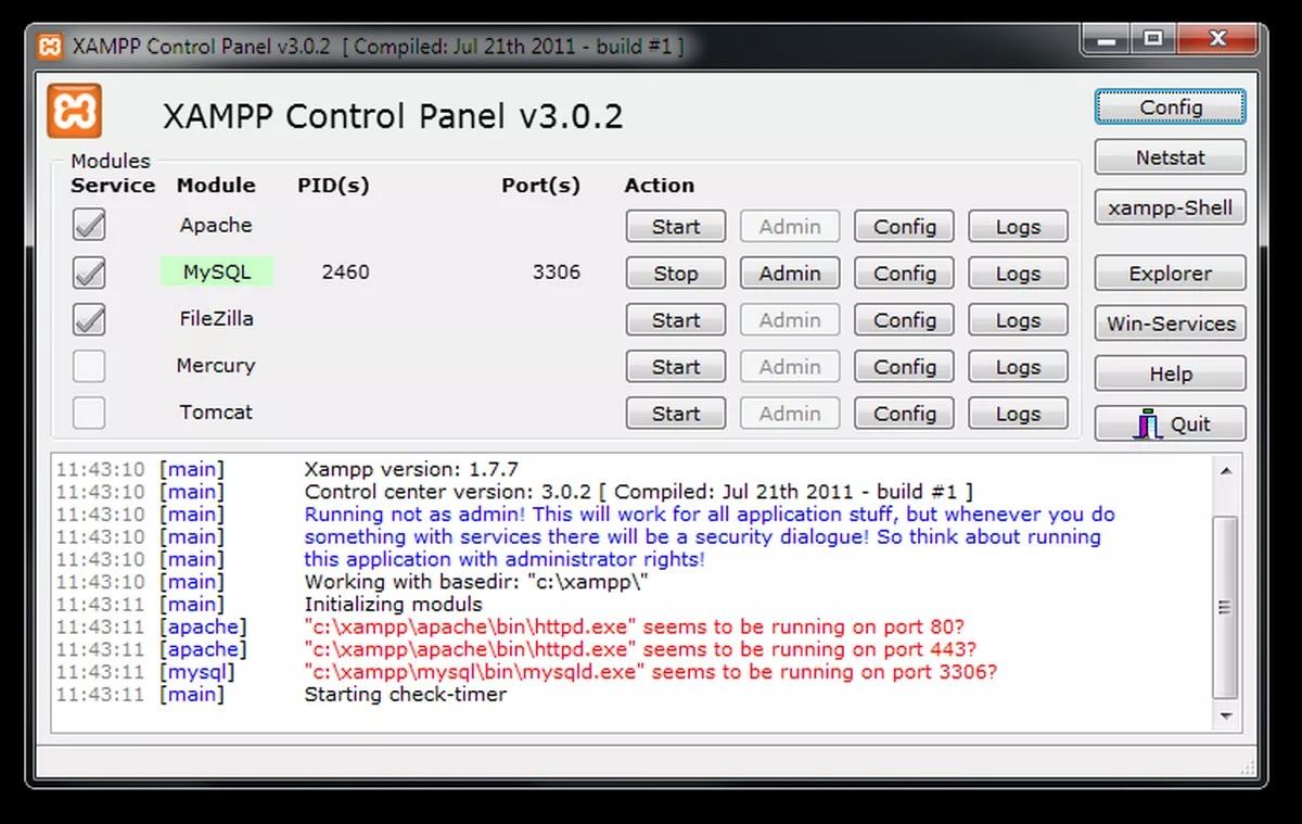 XAMPP Control Panel v3.0.2