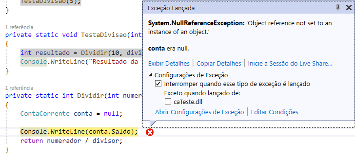 System.NullReferenceException: 'Object reference not set to an instance of an object.'