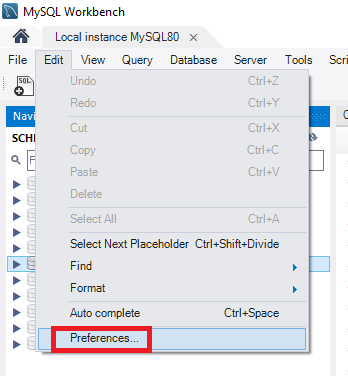 Workbench Preferences - Edit - Preferences