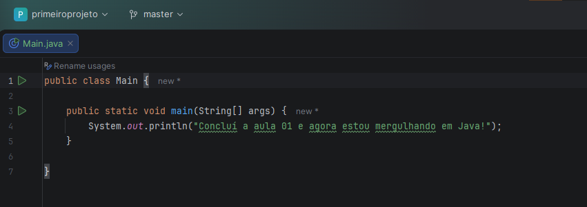Primero codigo em java, estou ansioso para aprender mais!!