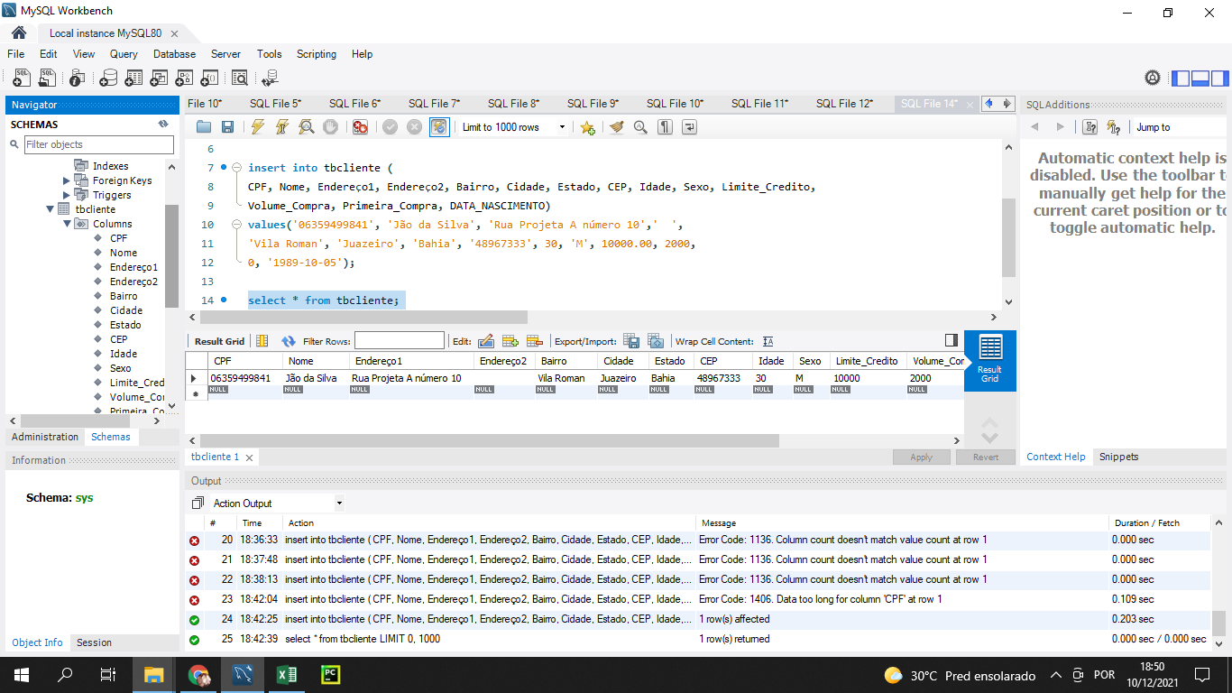 Código SQL usando Mysql Primeiros Passos