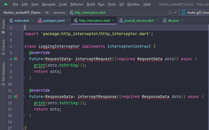 imagem de tela de código erro no package http_interceptor