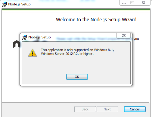 Erro ao tentar instalar o Node.Js - Windows 7 Ultimate