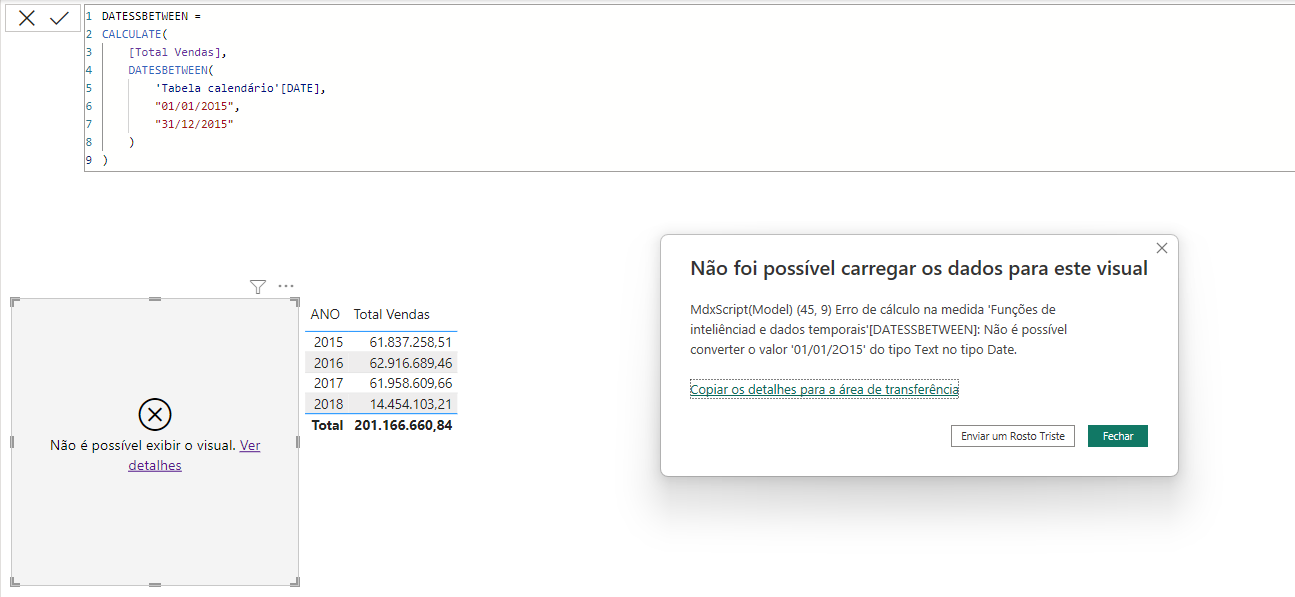 Erro Não Foi Possível Carregar Os Dados Para Este Visual Power Bi Entendendo As Fórmulas Dax
