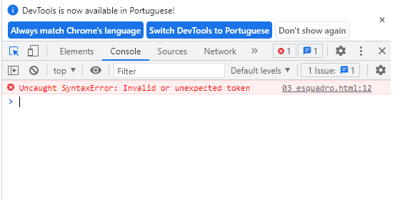 Como descobrir erro através do console