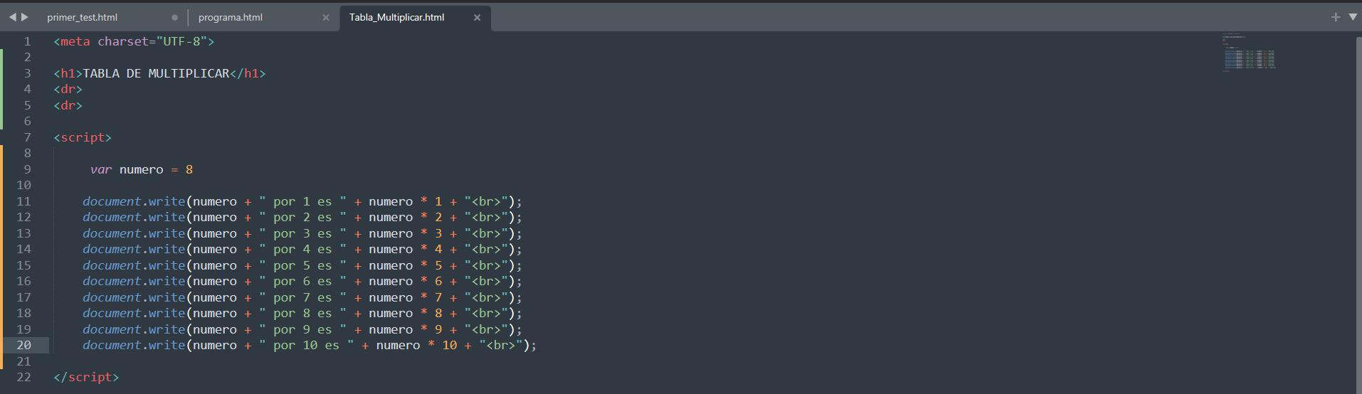 solucion problema tabla de multiplicar