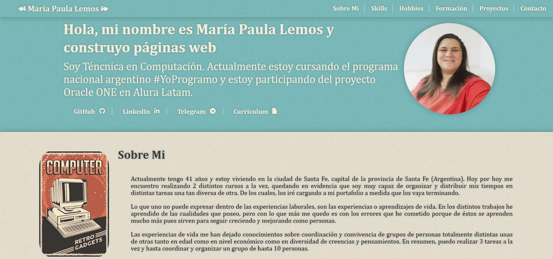 Portfolio Personal Para Alura Latam + Oracle Next Education