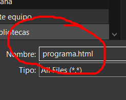 archivo con extensión .html